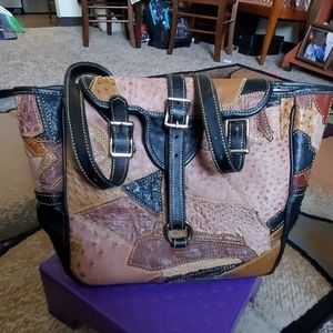 PATCH OSTRICH LEATHER PURSE